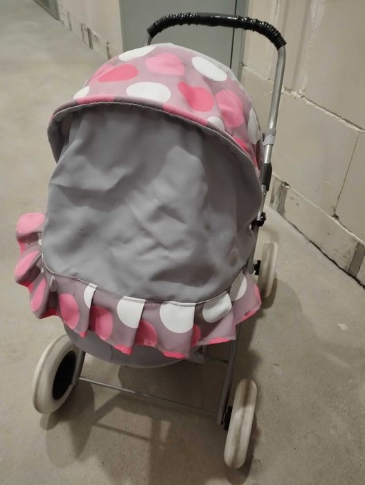 Wózek głęboki dla lalki, składany, stabilny, solidnie wykonany, uroczy