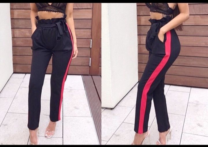 Брюки с поясом, штаны с завышенной талией, хит весна, с лампасами