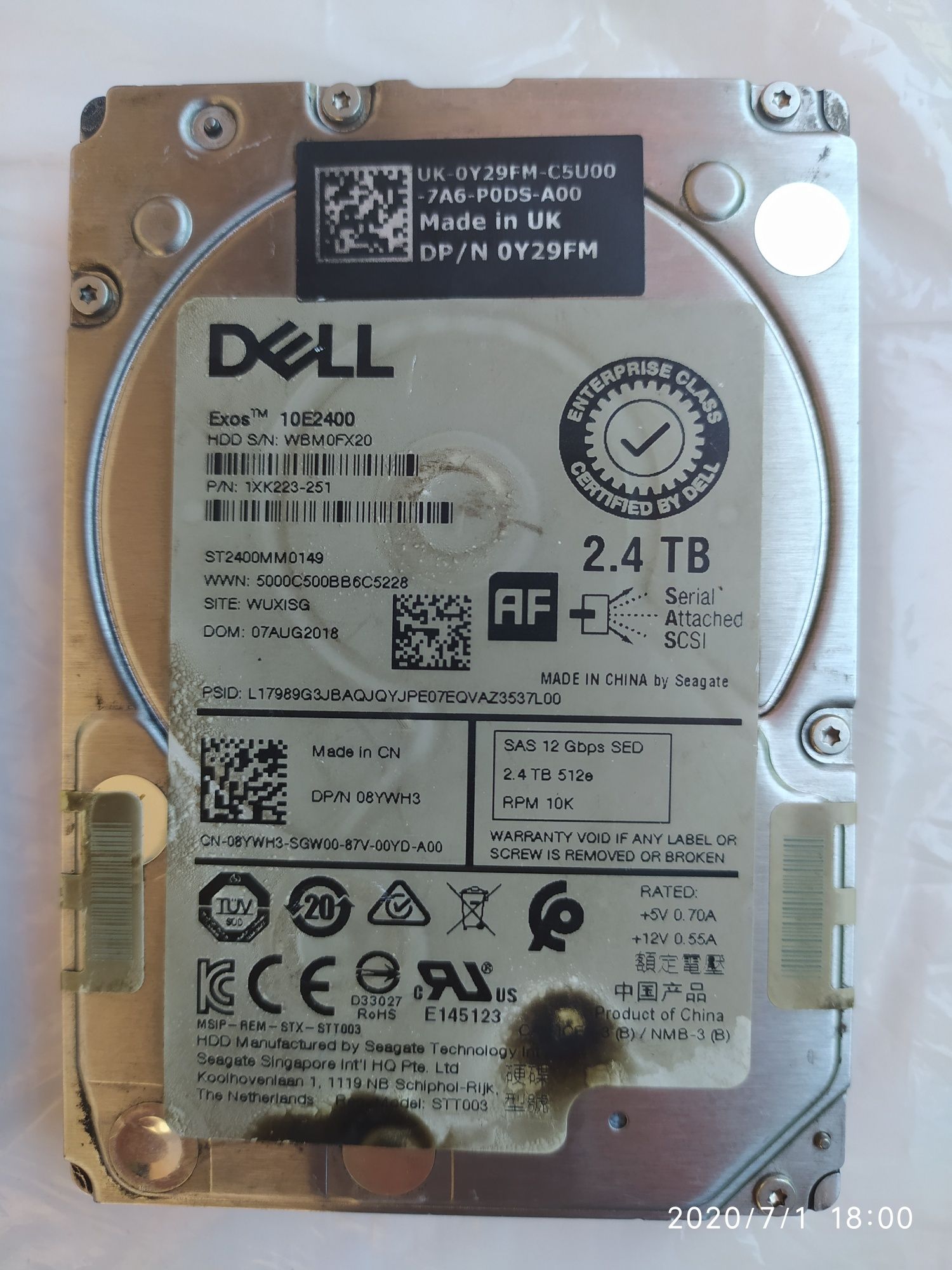 Серверное железо HDD Dell SAS 2400 Gb 10k 12Gbps 512e