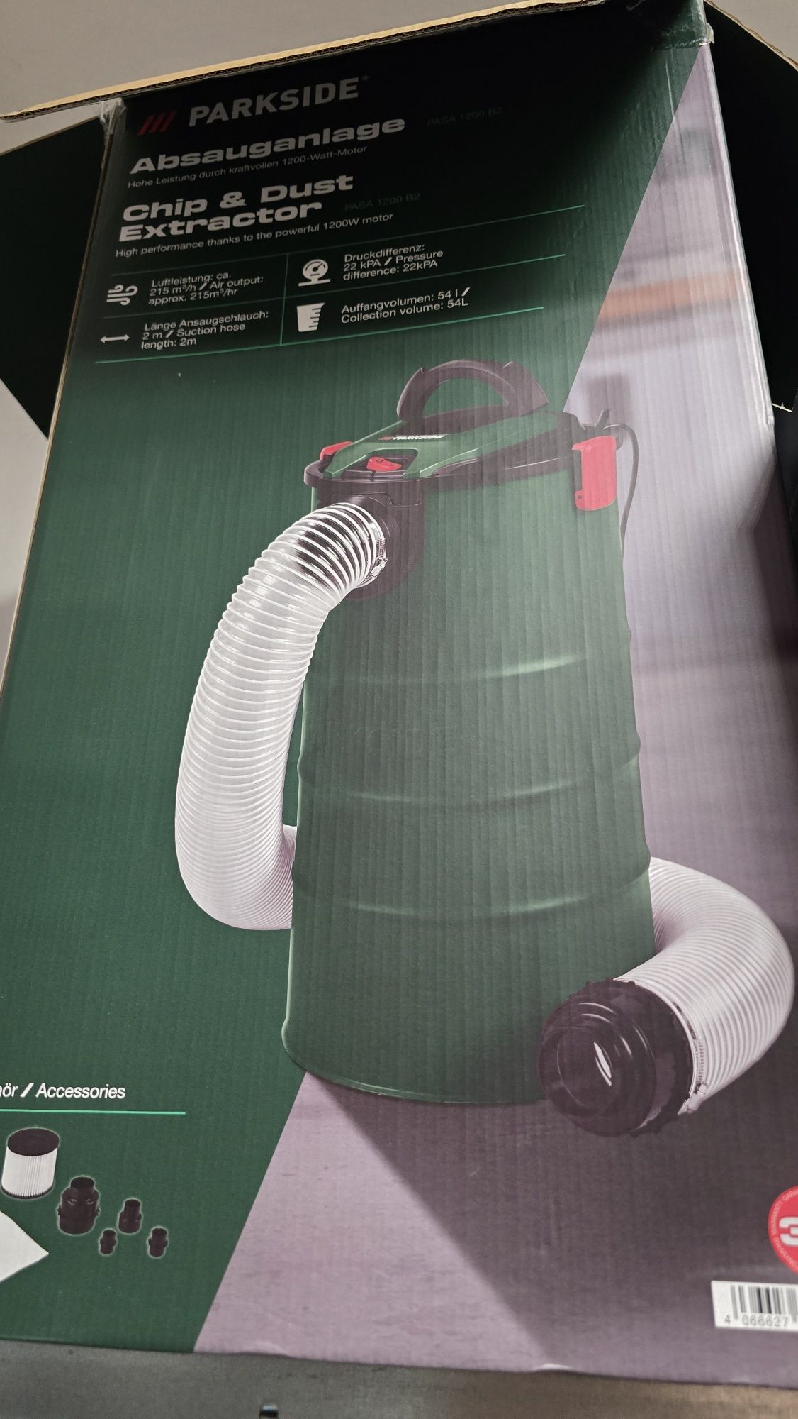 Odkurzacz przemysłowy PASA 1200 B2, 1200 W odciąg do trocin itp