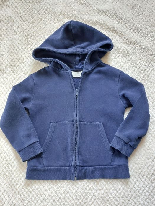 Bluza polarowana zamek z kapturem, granatowa. H&M. Rozmiar 110 cm.