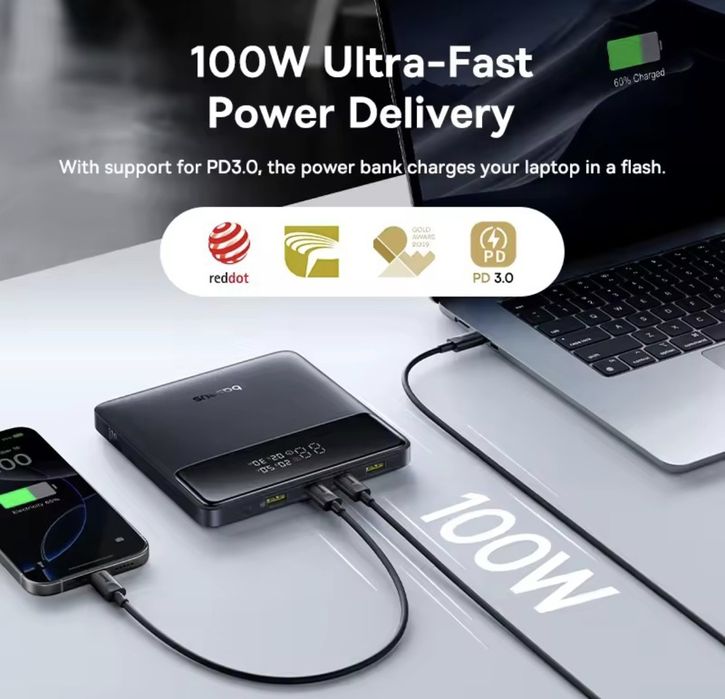 Baseus Оригінал 100W Powerbank Power Bank 100W 20000mAh павербанк ноут