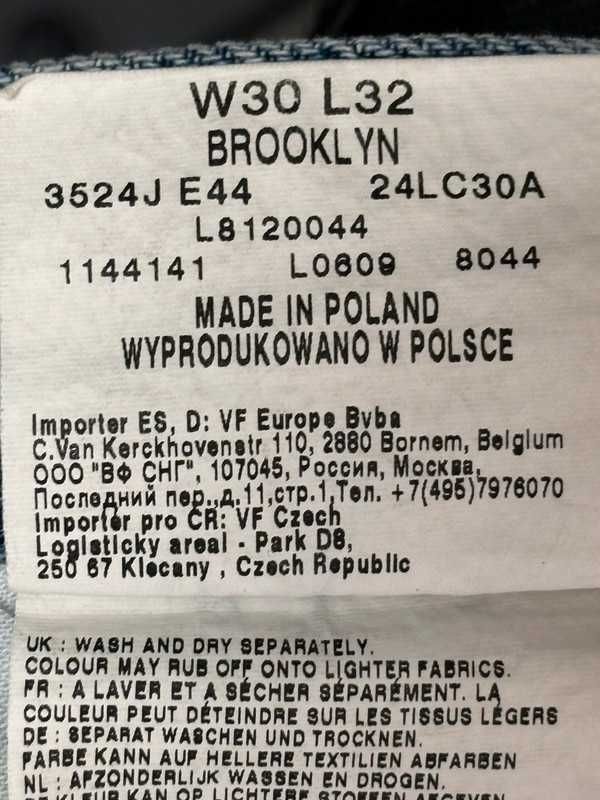 Spodnie męskie Lee Brooklyn W30 L32 jasne jeansy straight 100% bawełna