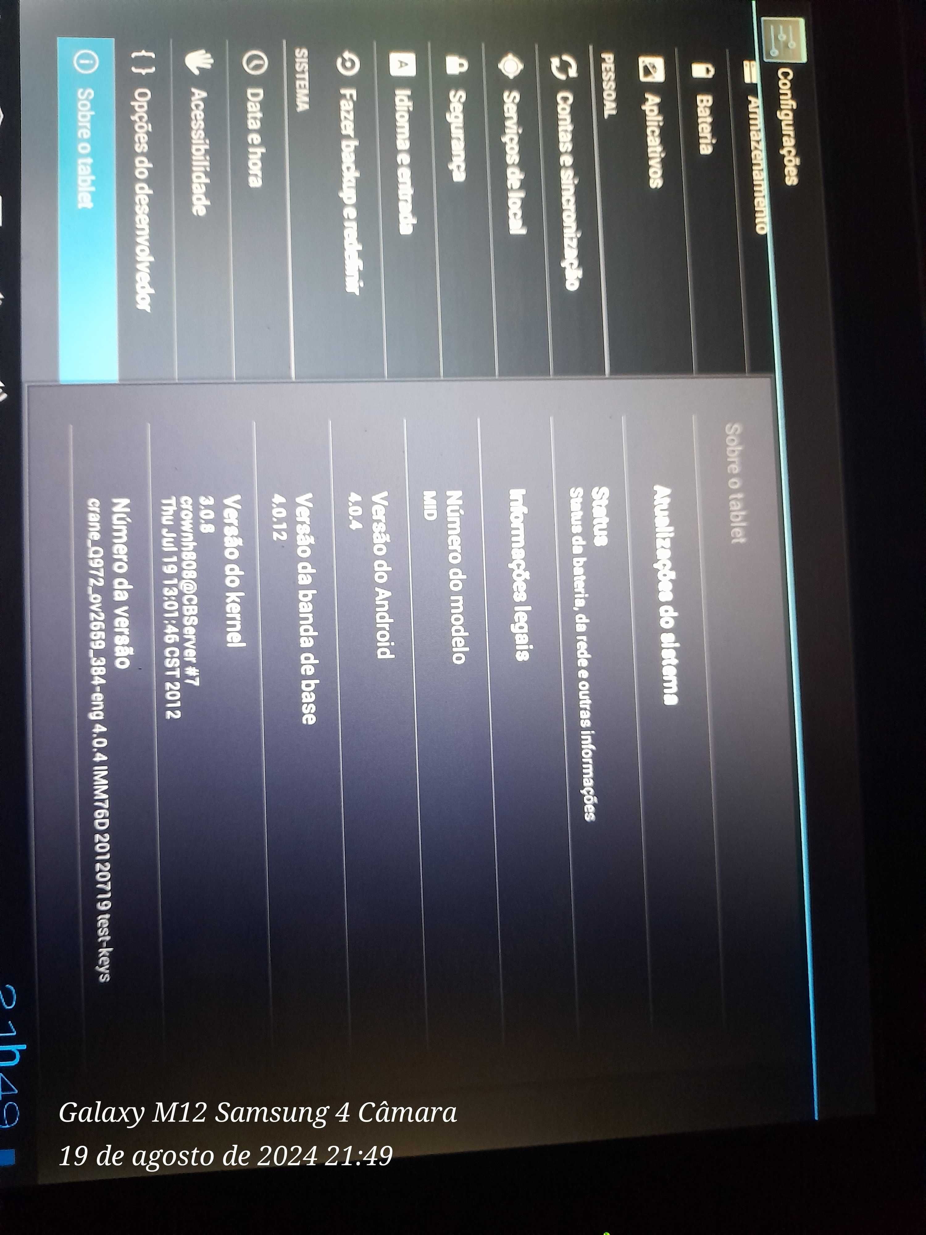 O Tablet Goon touch Android antigo 2012