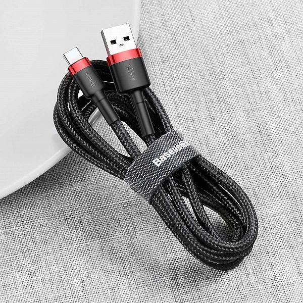 Kabel Baseus Cafule Usb-a / Usb-c Qc 3.0/3a 1 m - czarno-czerwony
