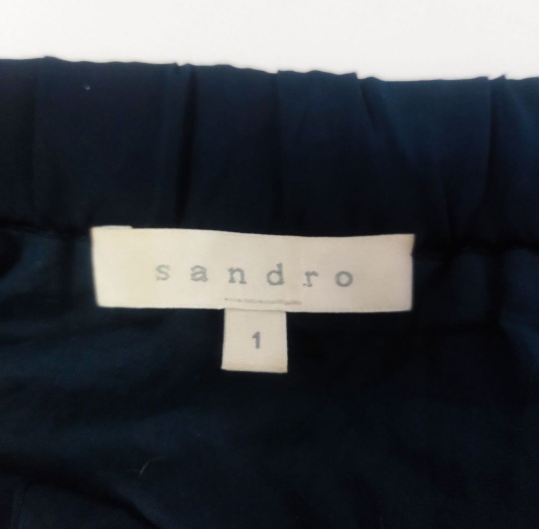 Sukienka  Sandro granatowa plisowana, bez szelek, studniówka,, wesele