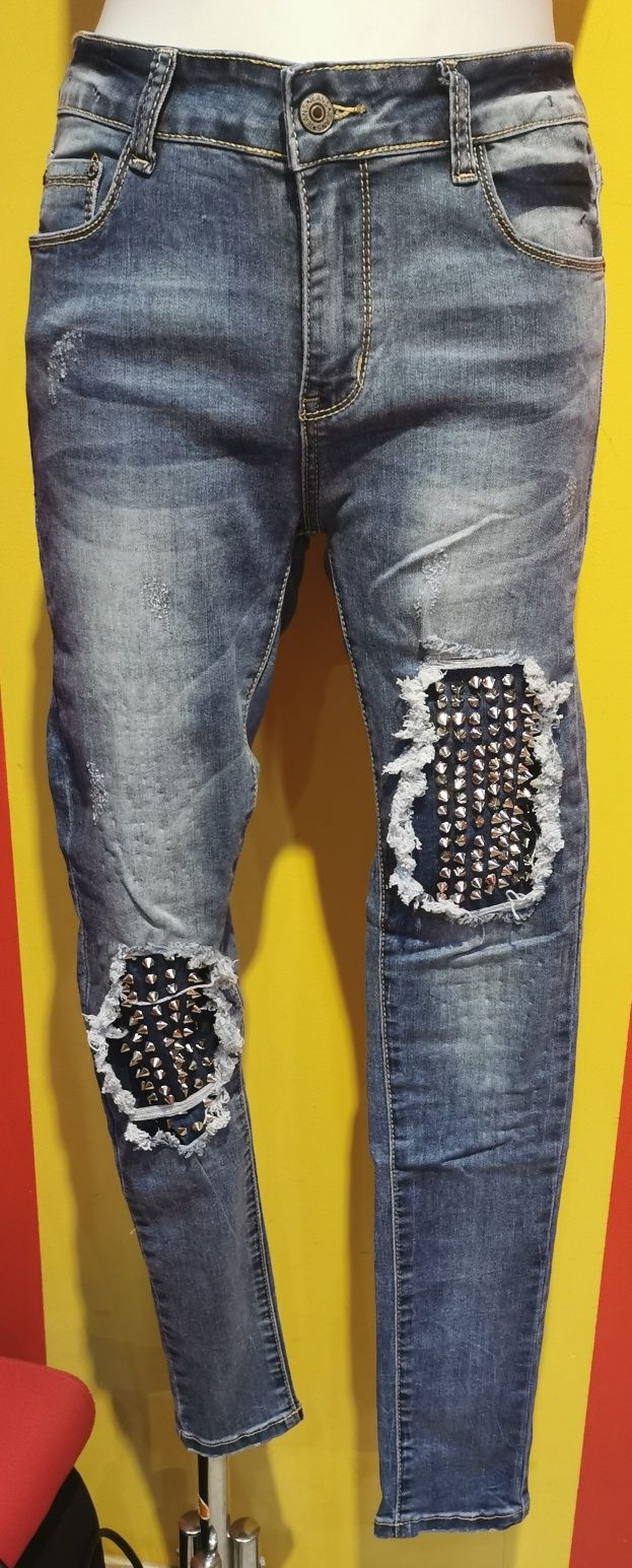 Spodnie jeansy dziury dzety