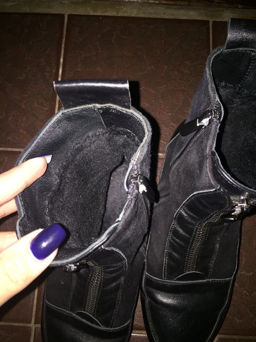 Кожаные зимние сапоги