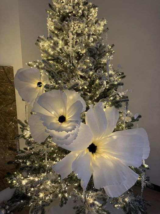 Квіти на ялинку, квіти для декору вітрин