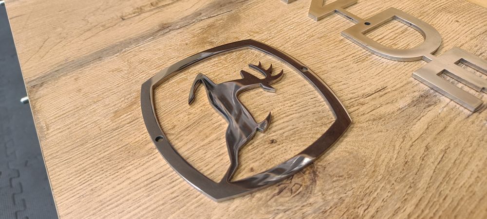 Napis na obciążnik John Deere 60cm + logo emblemat znaczek stal 4mm