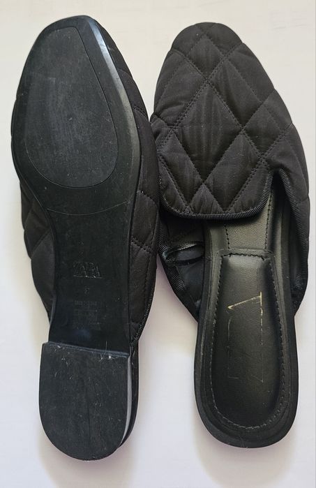Klapki czarne pikowane Zara mule rozmiar 37