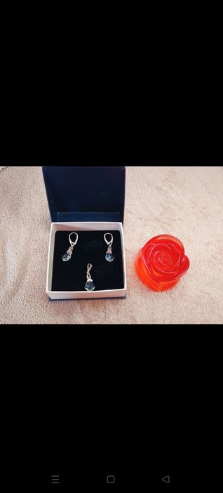 Srebrny zestaw kolczyki i zawieszka