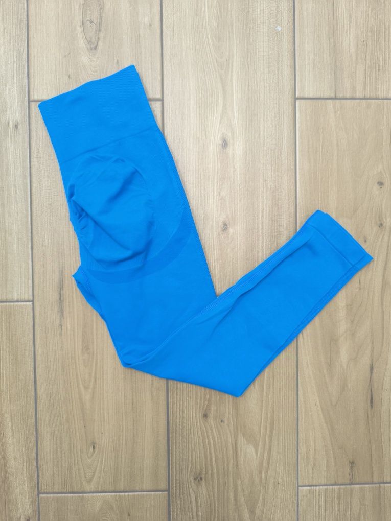Niebieskie bezszwowe legginsy M push up wysoki stan nowe