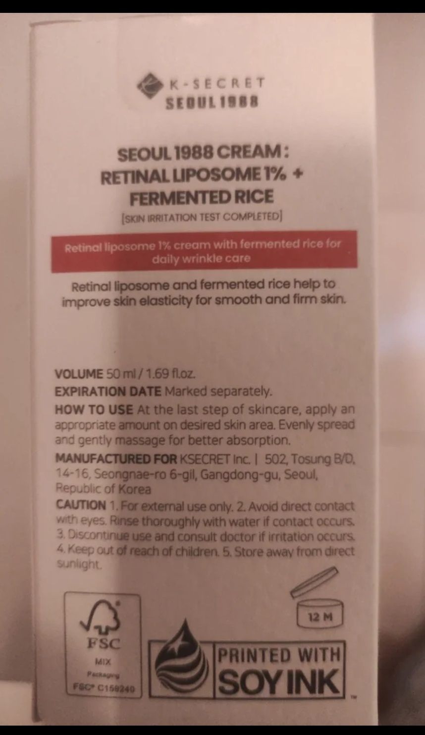 Creme retinal 1% K-beauty