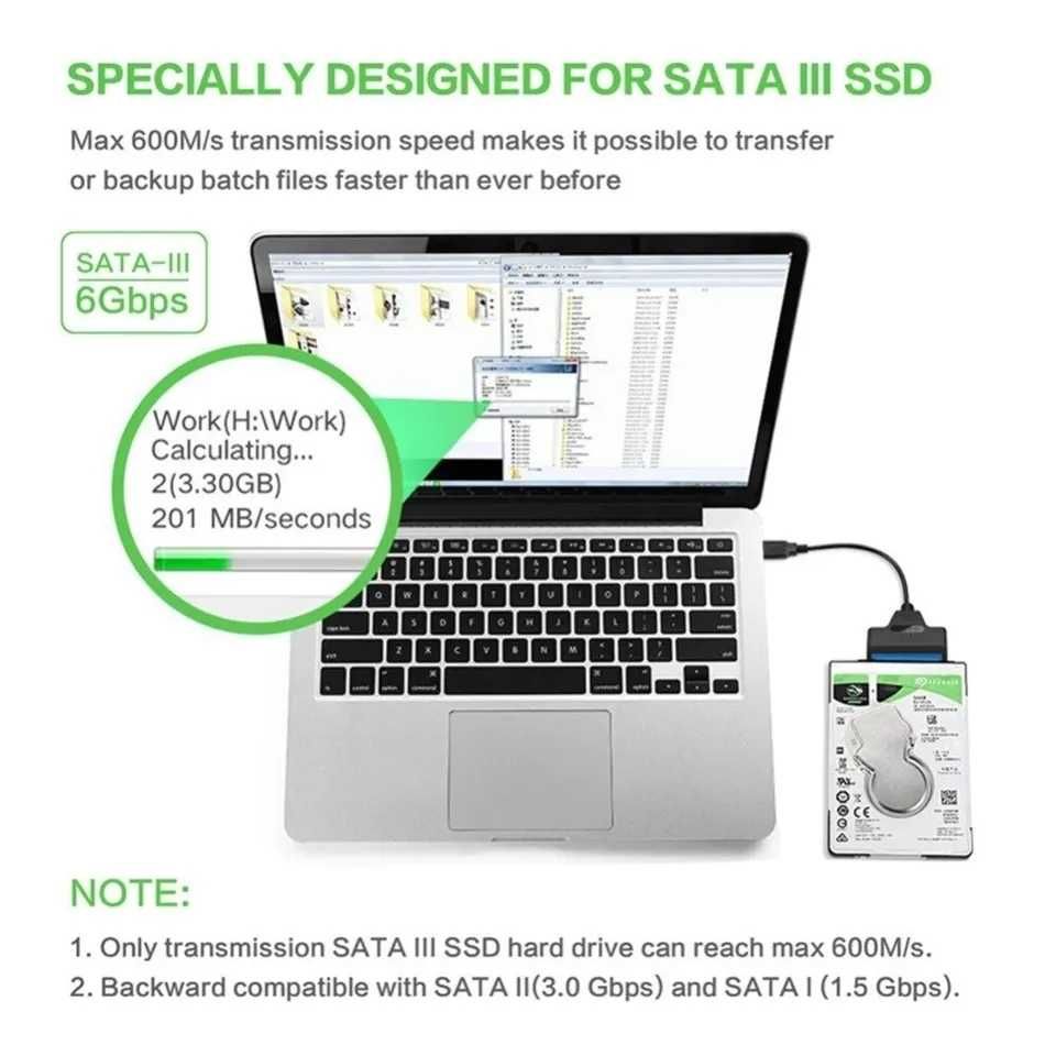 Adapter do dysków SSD, HDD 2,5'': SATA III - USB 3.0. Nowy.