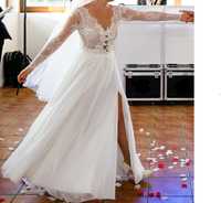 Piękna Suknia Ślubna Boho r.38 na 165cm +obcas około 7cm