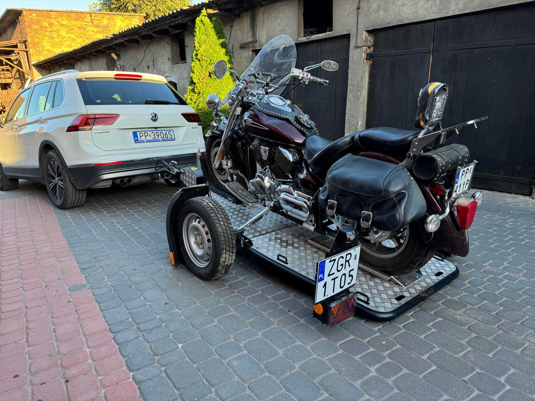 Wynajem przyczepa motocyklowa LORRIES MT-1 moto przyczepka opuszczana