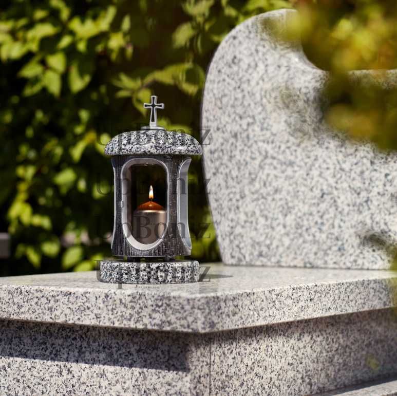 Lampion Granitowy na Pomnik znicz na Grób szary latarnia