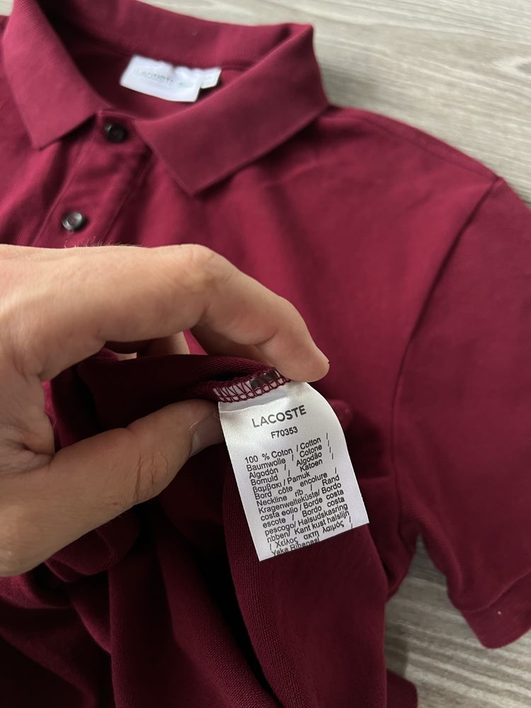 Wlegancka Koszula Polo Lacoste Burgundy Classic Fit Rare Italy Style