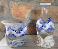 Peças decorativas antigas, jarra e vaso