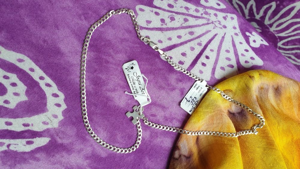 Nowy srebrny zestaw łańcuszek + puzelek zawieszka damska + pudełko