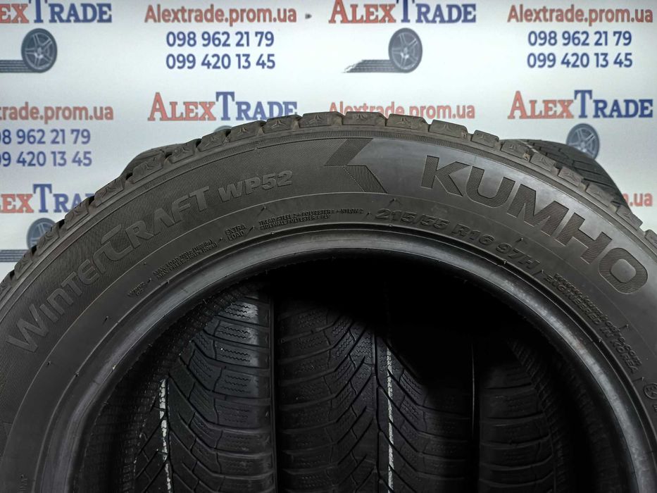 4 шт. 215/55 R16 Kumho WinterCraft WP52 зимові шини б/у, 2022 рік