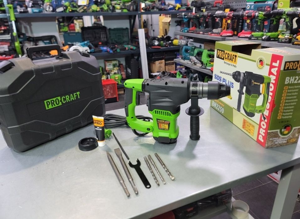 6Дж 1500Вт Перфоратор ProCraft 2250 Гарантия 36мес Набор буров Зубил