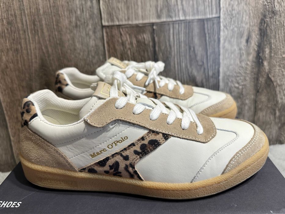 Buty damskie skórzane trampki sneakersy marc o'polo panterka 39