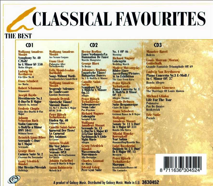 Mozart,Beethoven,Schubert,Ravel,Haydn,Chopin,Bach,Vivaldi - 3CD