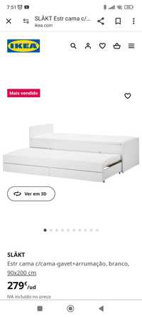 Cama de solteiro dupla com gavetas