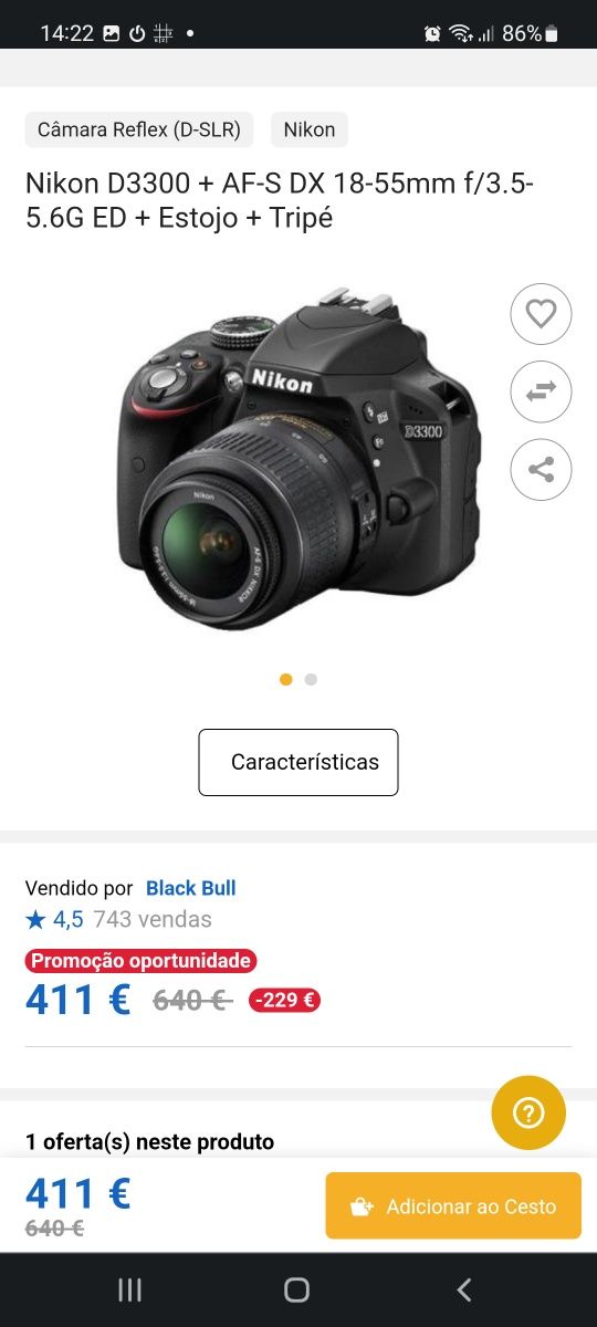 Nikon d3300 + bolsa + tripé