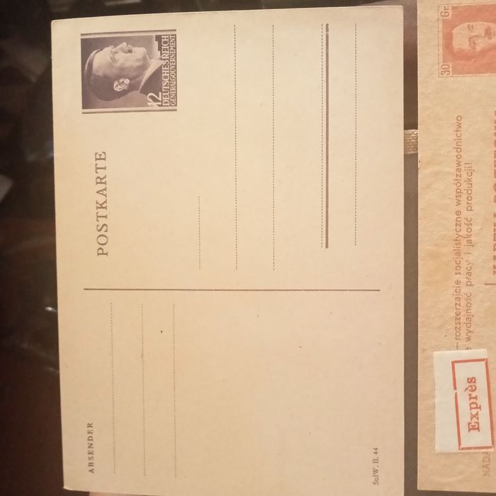 Stara karta pocztowa tzw całostka AH i Bierut okres okupacja 2wś i PRL