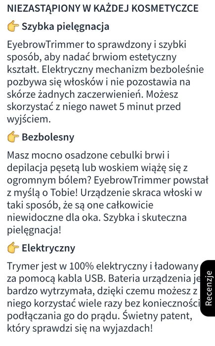 Depilator do brwi trymer NOWY