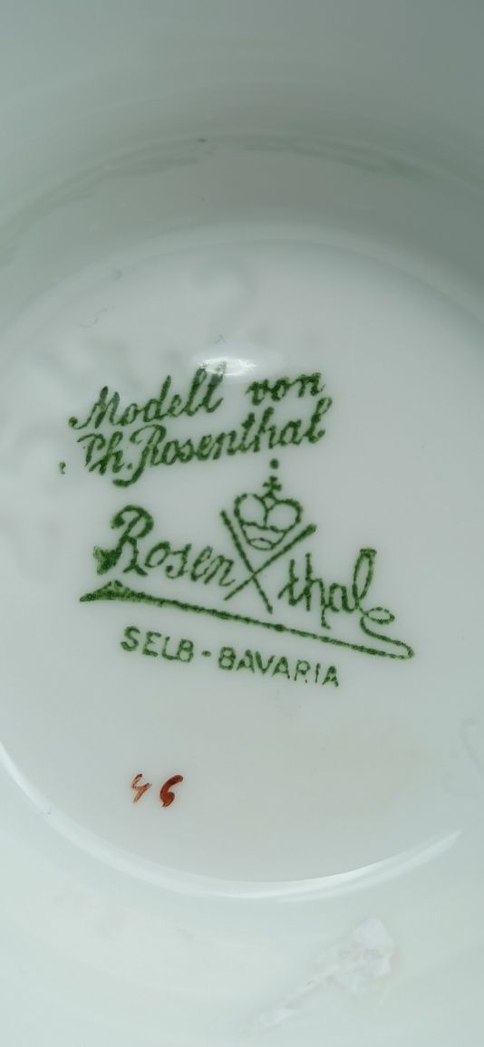 Porcelana Bawaria Rosenthal Wazon model Ph. Rosenthal 1926r. 17,5 cm
