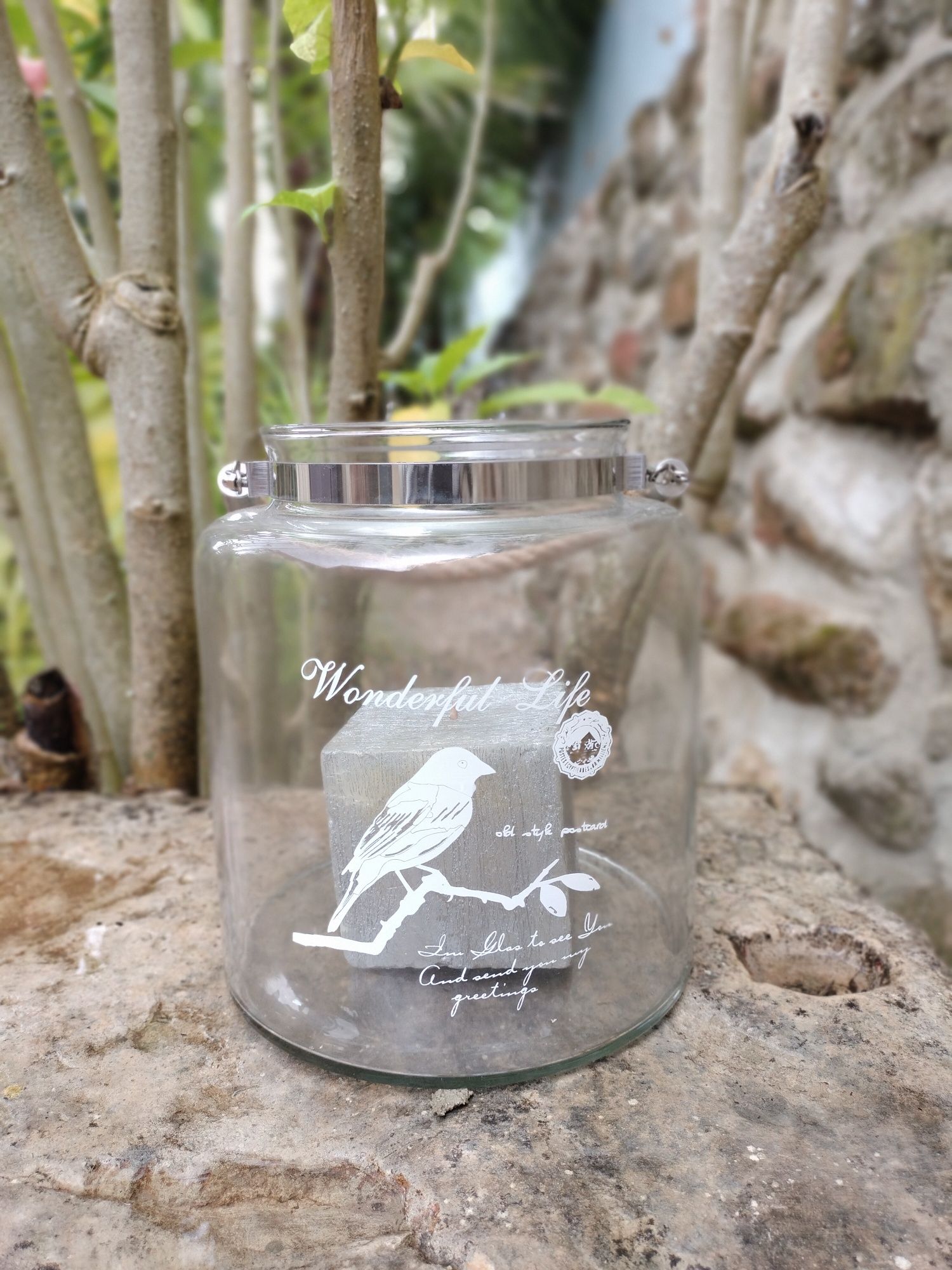 Porta velas de vidro transparente