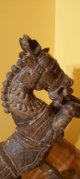 Stary drewniany koń, Indie,figura drewniana