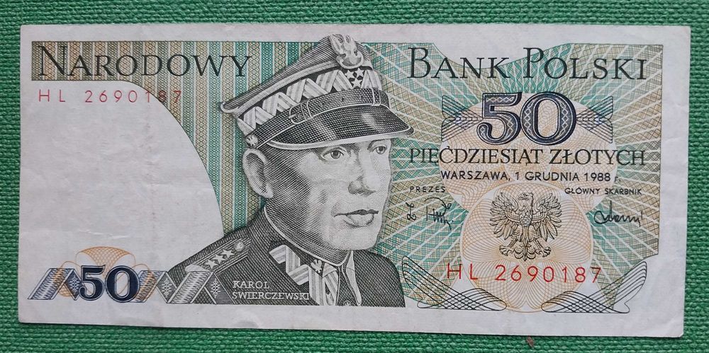 Банкнота 50 злотых Польской Народной Республики.