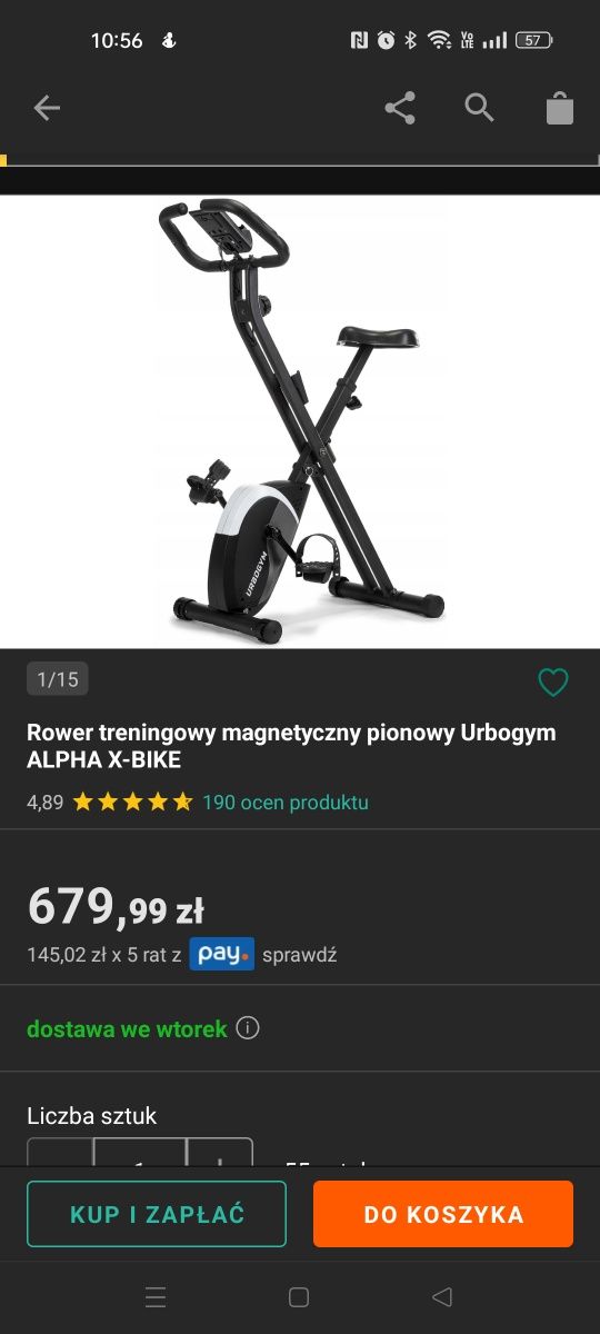 Rowerek stacjonarny  magnetyczny pionowy urbogym  treningowy