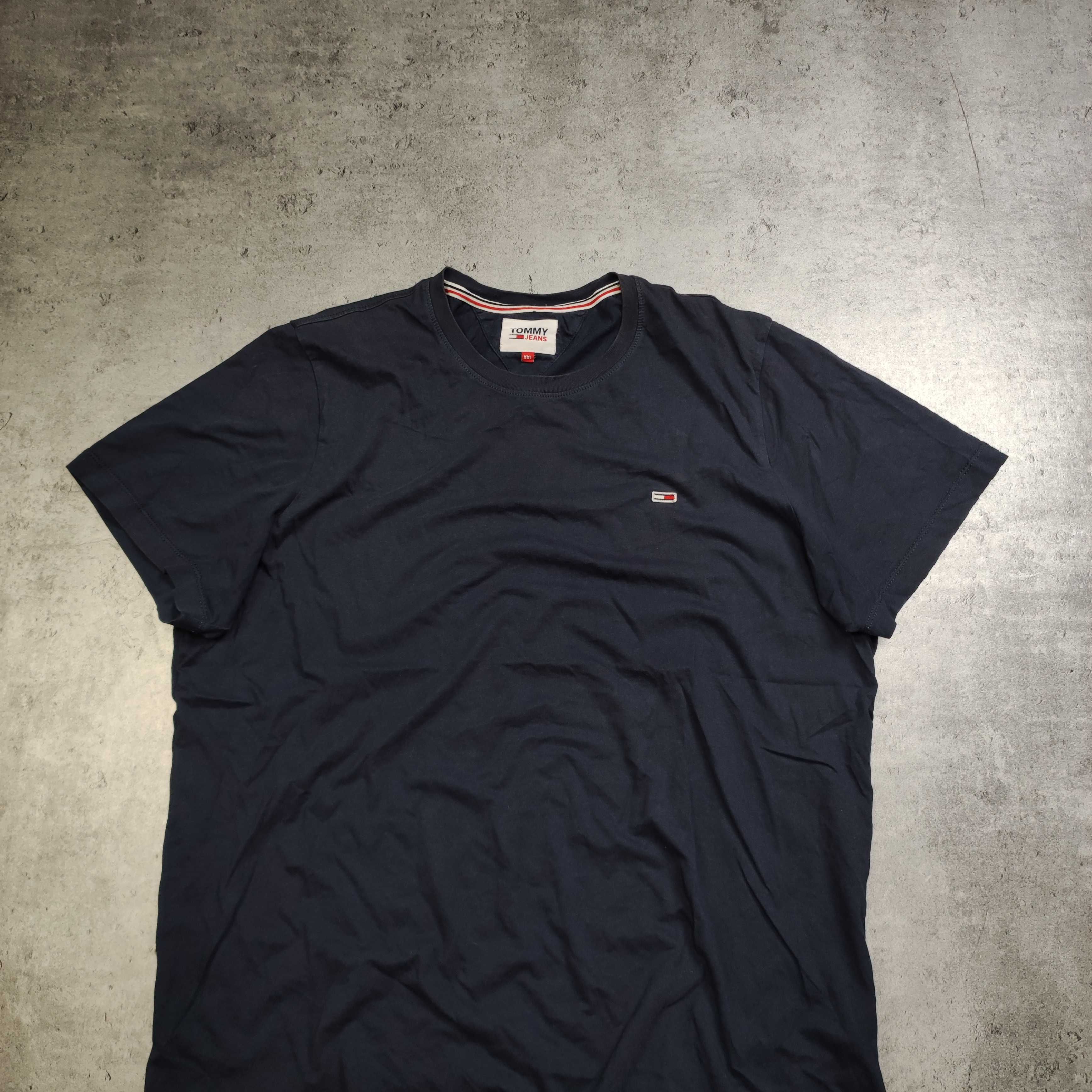 MĘSKA Koszulka Bawełna Casual Basic Granatowa Tommy Hilfiger Jeans