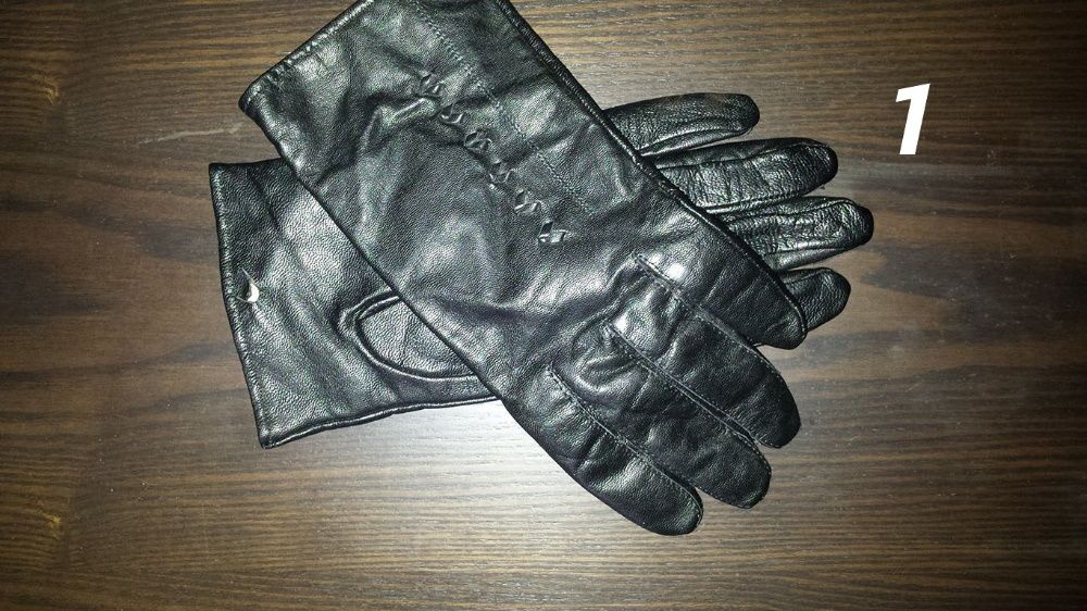 3 pary: Rękawiczki skórzane czarne damskie / vintage retro
