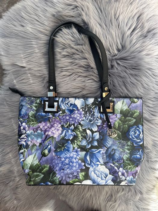 Torba shopper L Credi kwiaty kwiatki liście na ramię elegancka torebka