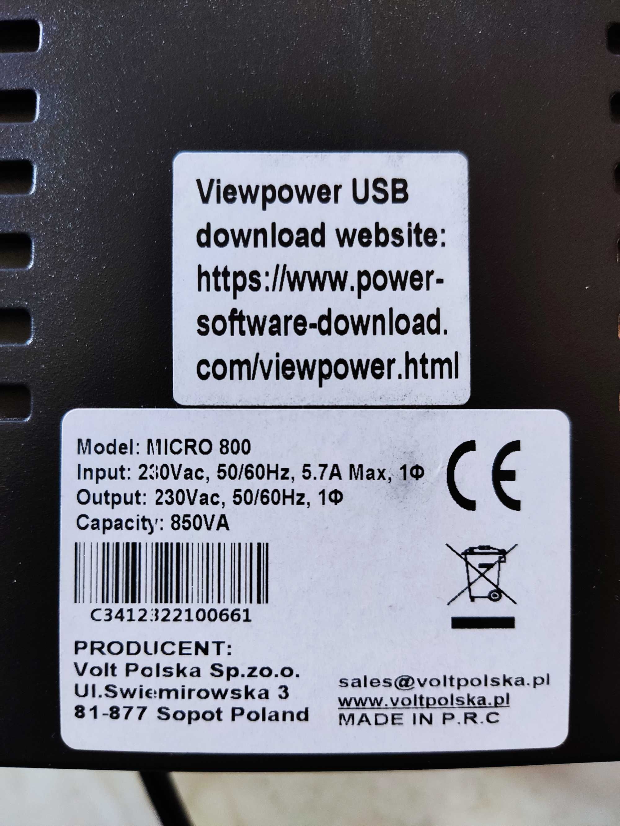 ИБП Volt Polska Micro UPS 800