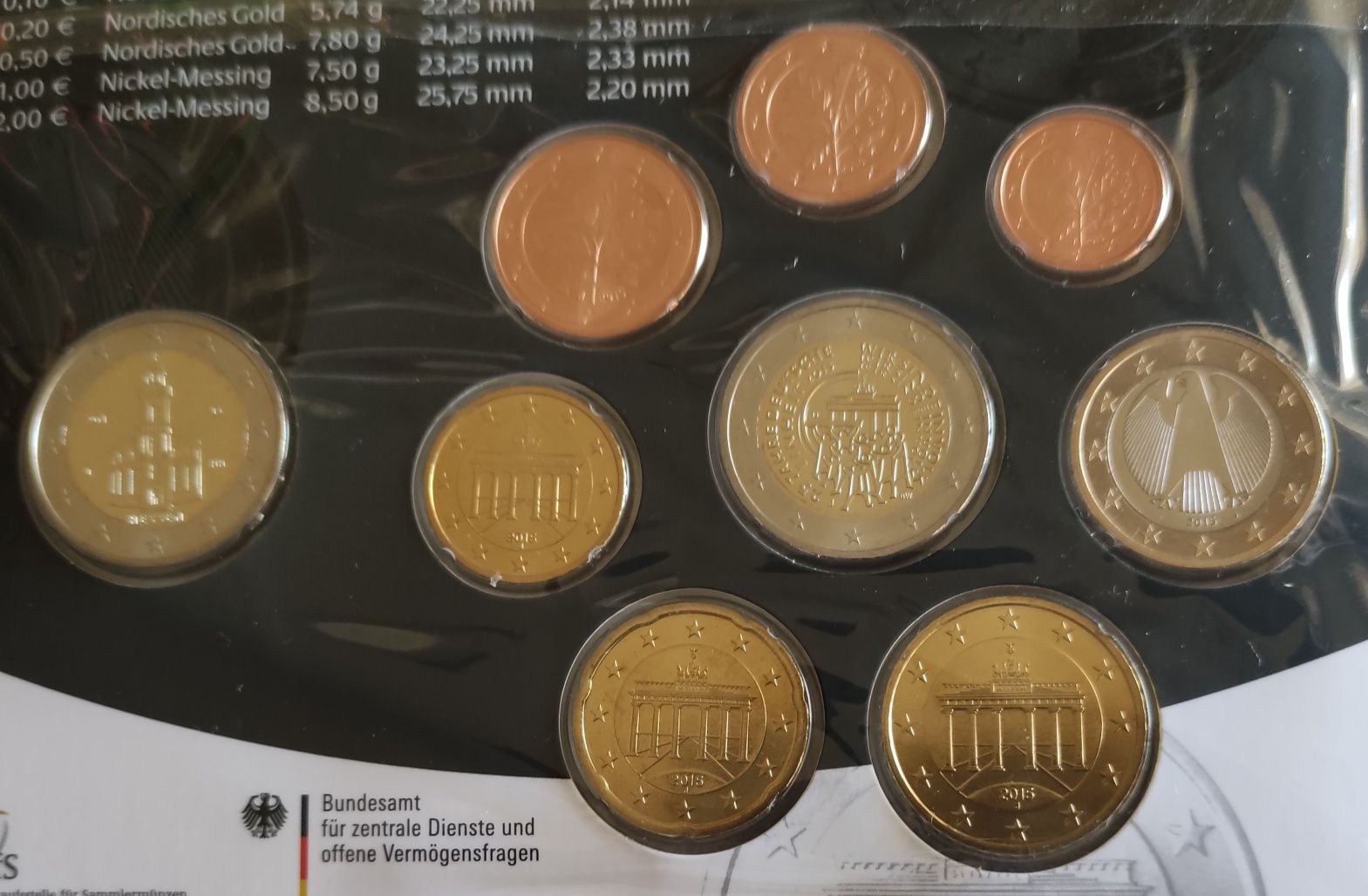 5 Set's Moedas BNC Alemanha 2015 - com 2 Moedas de 2 € Comemorativas
c