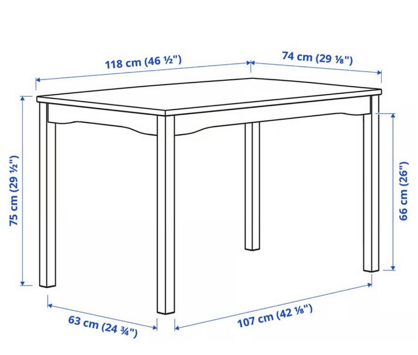 HAUGA Stół biały 118x74 cm kuchenny ikea