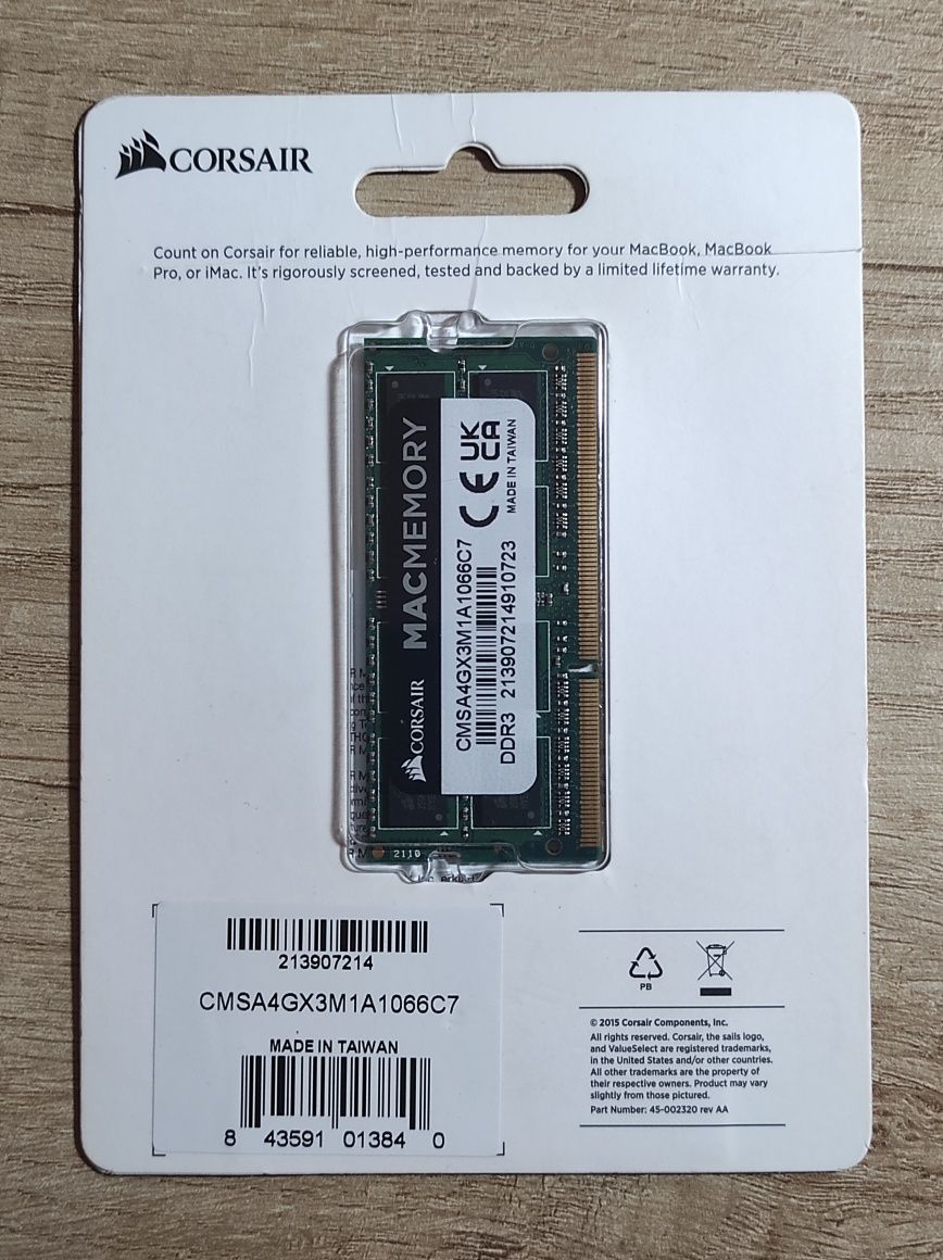 НОВА ОЗУ CORSAIR 4Gb DDR3 оперативна пам'ять для ноутбука SODIMM 1.5v