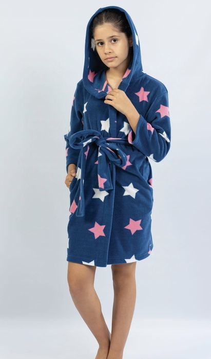 VIENETTA Szlafrok dziewczęcy z polaru GWIAZDY rozm.13-14 lat