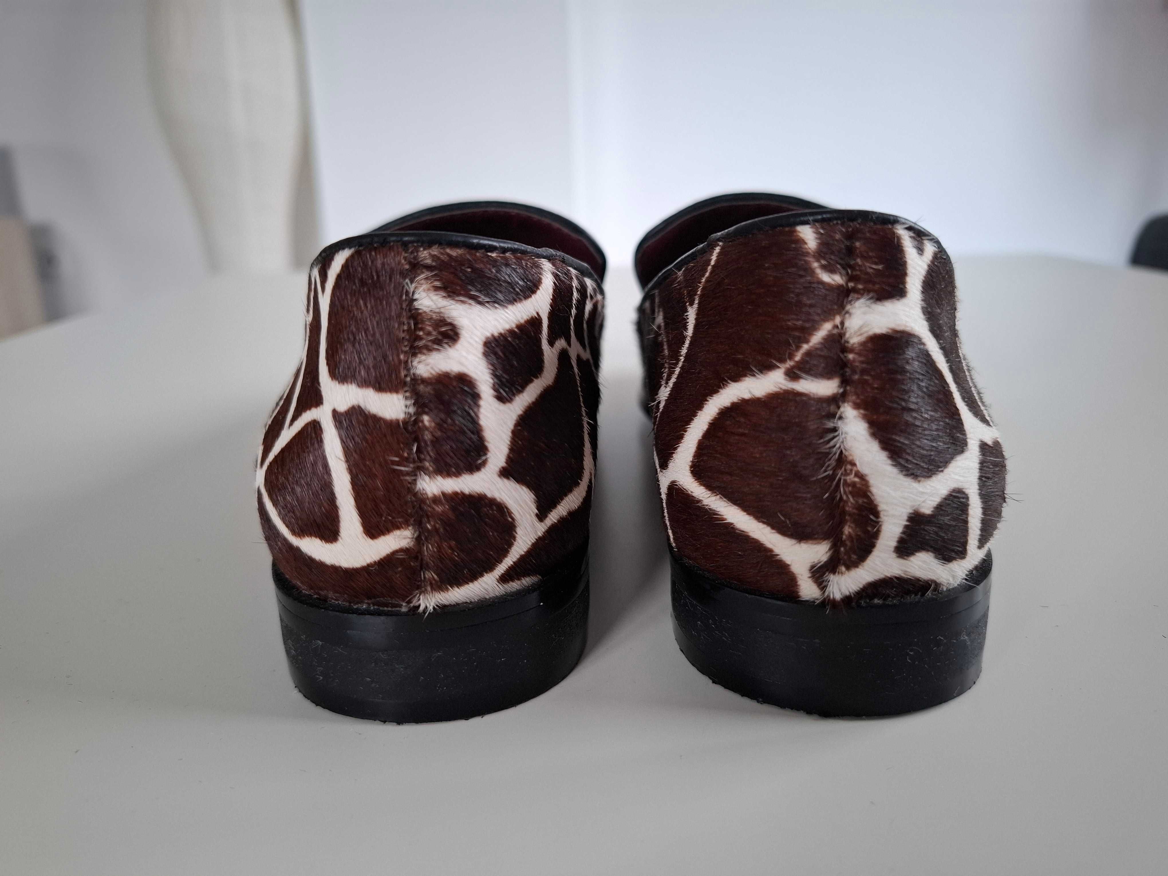Buty damskie wzór żyrafa, 37, eleganckie loafersy ze zwierzęcym wzorem