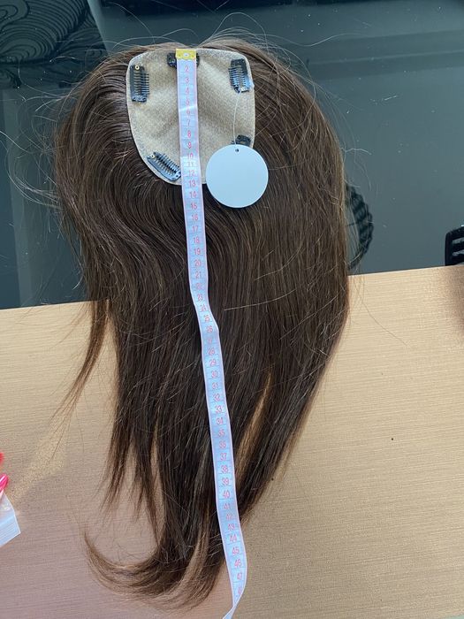 Topper tupet dopinka treska włosy naturalne wietnamskie 40 cm brąz