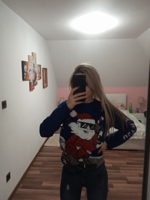 Sweter sweterek świąteczny z pomponem święta wigilia Mikołaj XS s
