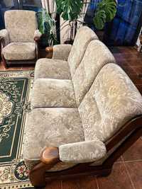 Wypoczynek dębowy sofa + 2 fotele